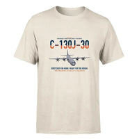 Thumbnail for C-130J-30 Super Hercules design on beige double-side t-shirt, single-side print