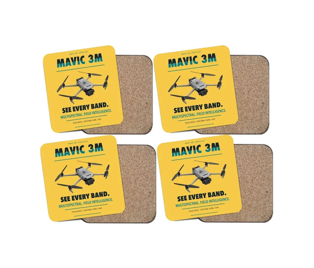 DJI Mavic 3 Multispectral design on yellow 4 pieces set coaster