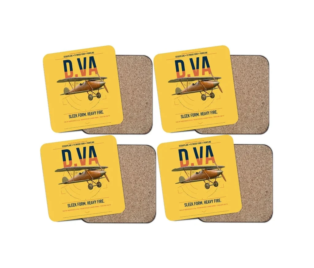 Albatros D.Va design on yellow 4 pieces set coaster