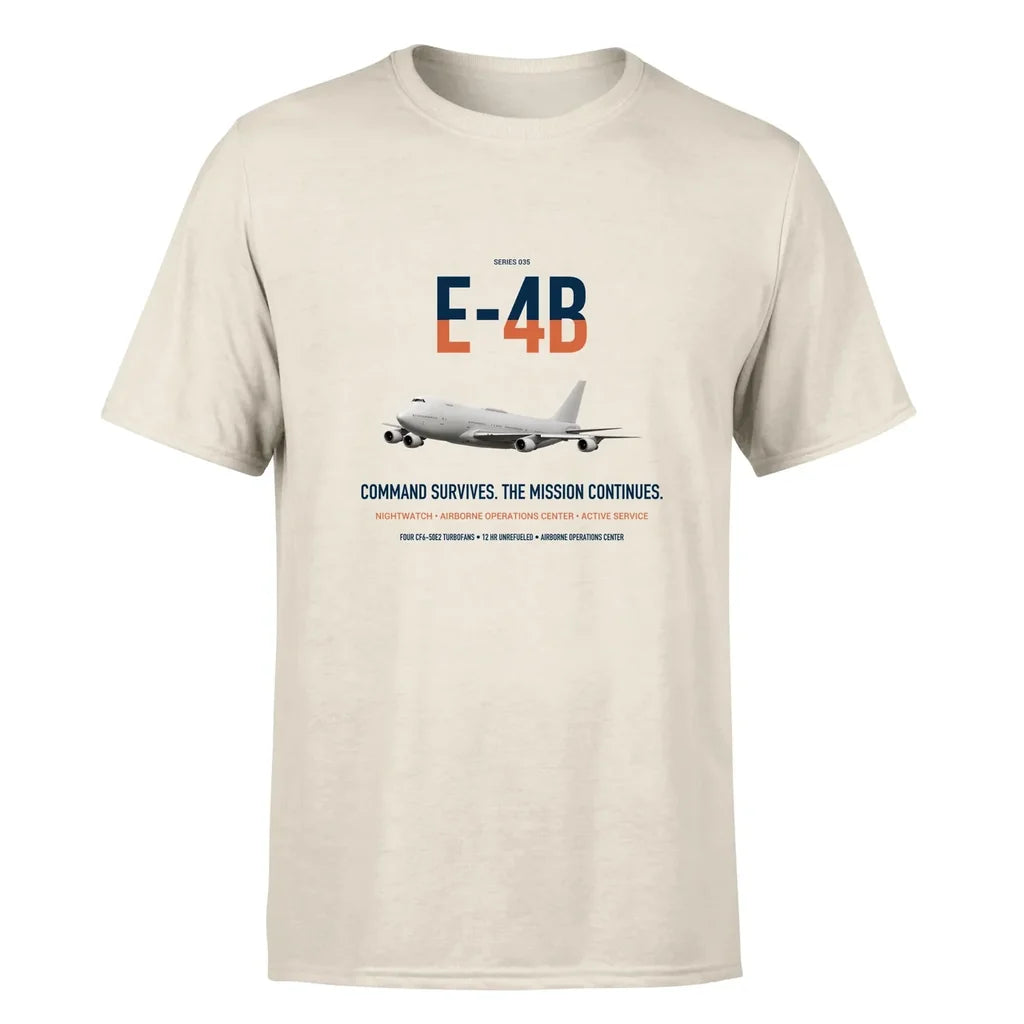 E-4B Nightwatch design on beige double-side t-shirt, single-side print