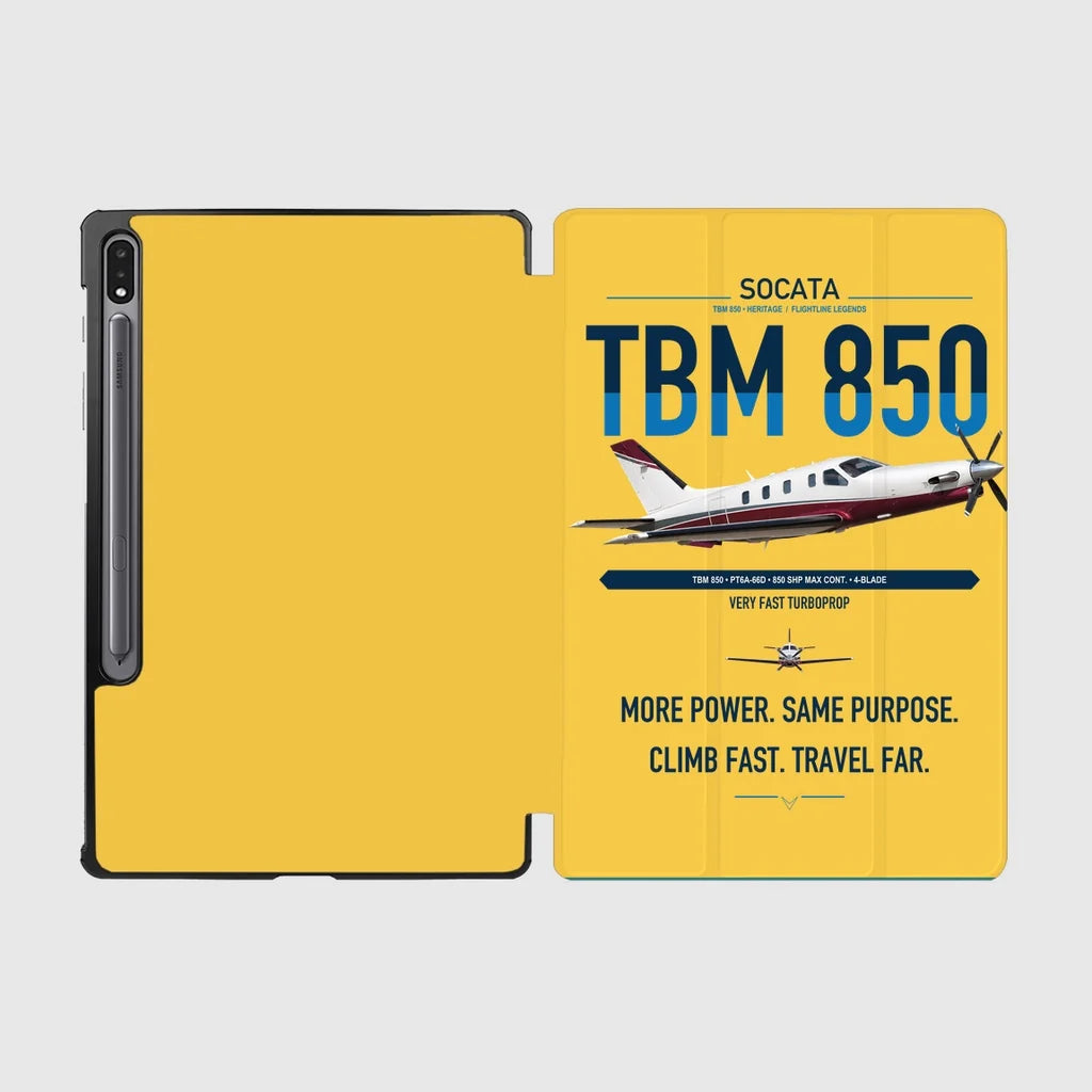 Socata TBM 850 design on yellow samsung tablet tablet case