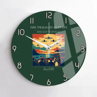 Thumbnail for VINTAGE G4260 - The Twilight Flypast - Designed Wall Clocks design on darkgreen no-frame