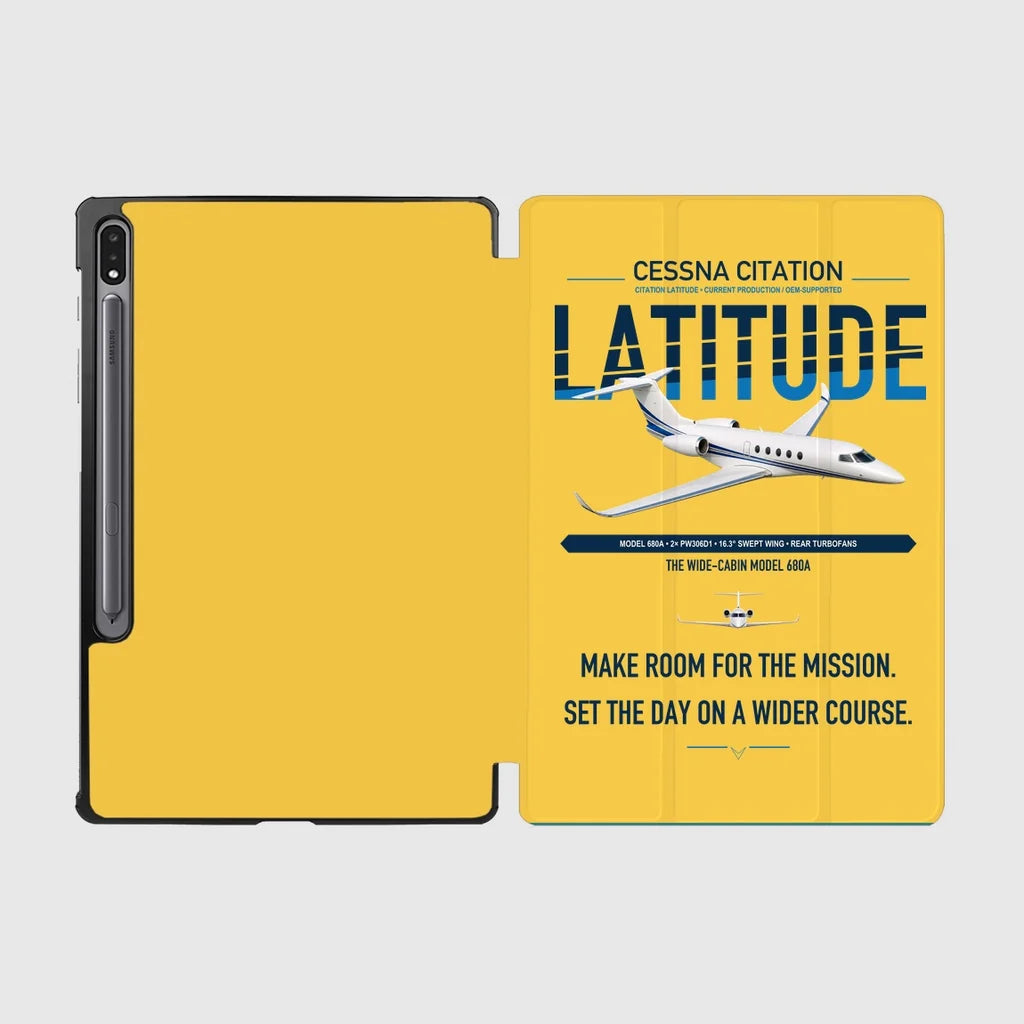 Cessna Citation Latitude design on yellow samsung tablet tablet case