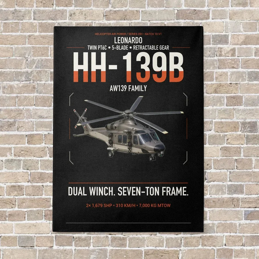 Leonardo HH-139B vertical canvas print - no frame - black background