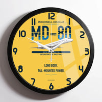 Thumbnail for McDonnell Douglas MD-80 design on yellow framed wall clock
