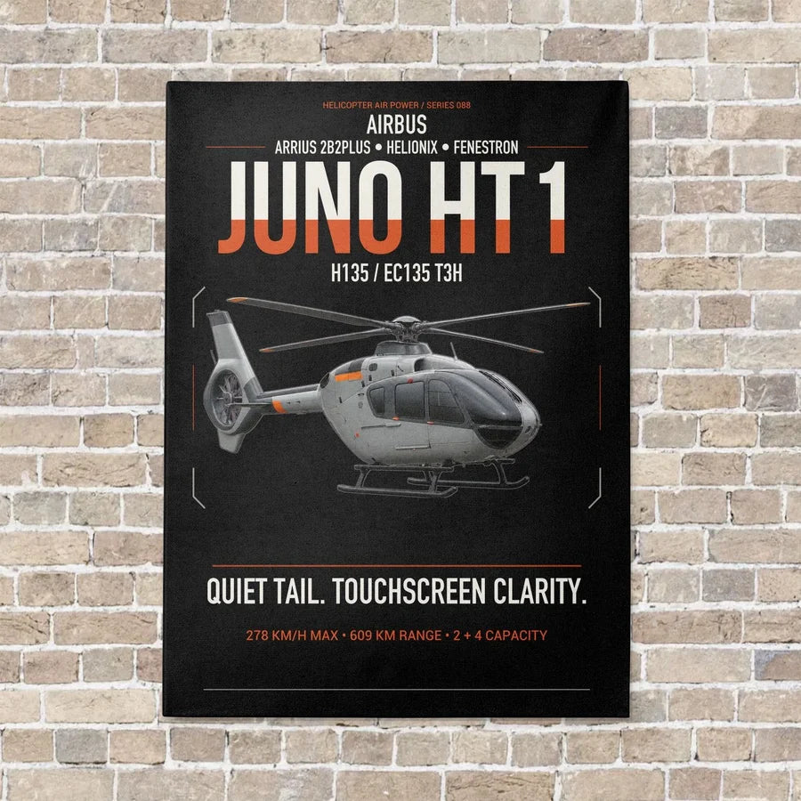 Airbus H135 Juno HT1 vertical canvas print - no frame - black background