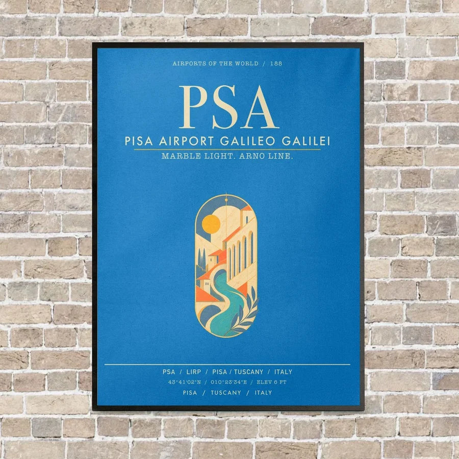 Pisa Airport Galileo Galilei PSA - Canvas Framed - Turquoise