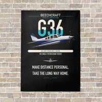 Thumbnail for Beechcraft Bonanza G36 vertical canvas print - no frame - black background