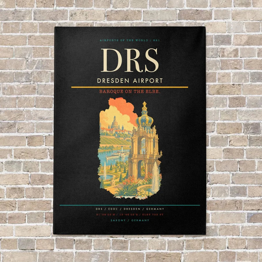 Dresden Airport DRS vertical canvas print - no frame - black background