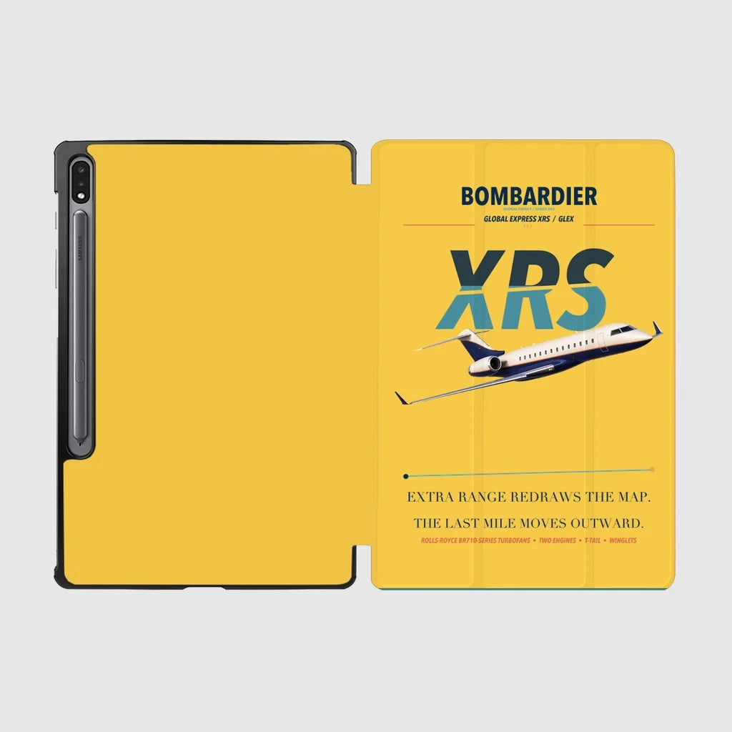 Bombardier Global Express XRS design on yellow samsung tablet tablet case