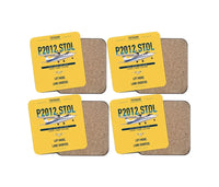 Thumbnail for Tecnam P2012 STOL design on yellow 4 pieces set coaster