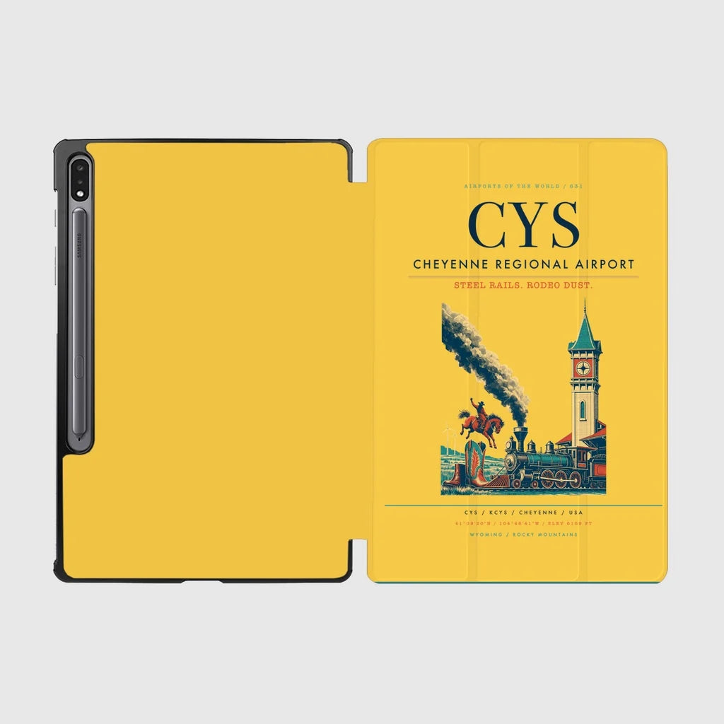 Cheyenne Regional Airport (CYS) design on yellow samsung tablet tablet case