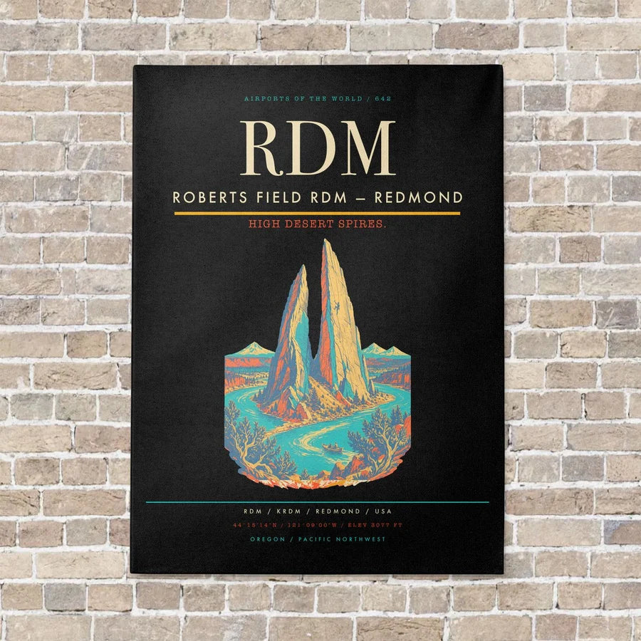 Roberts Field RDM — Redmond vertical canvas print - no frame - black background