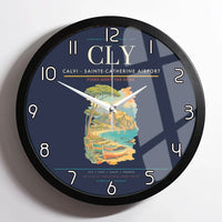 Thumbnail for Calvi - Sainte-Catherine Airport CLY Wall-Clock Framed - Navy Blue