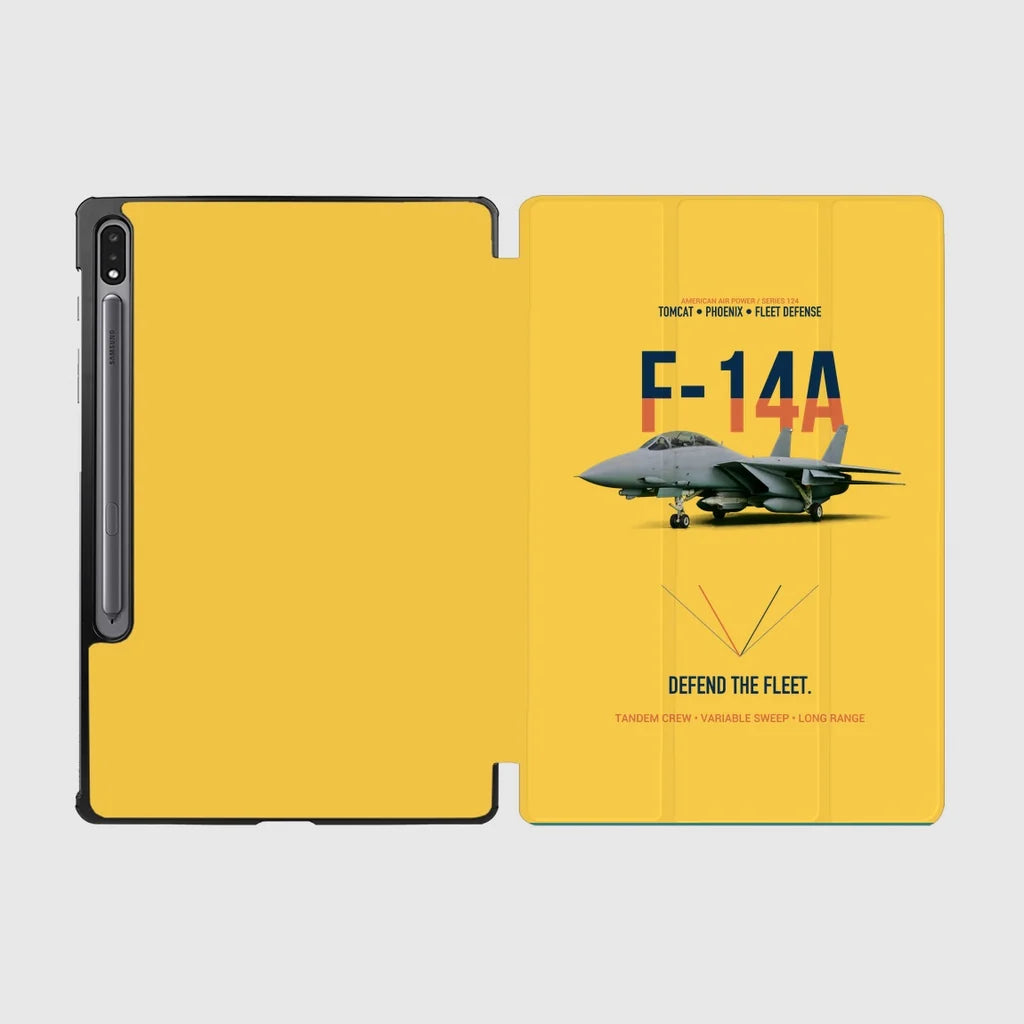 F-14A Tomcat Defend The Fleet design on yellow samsung tablet tablet case