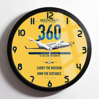Thumbnail for Beechcraft King Air 360 design on yellow framed wall clock