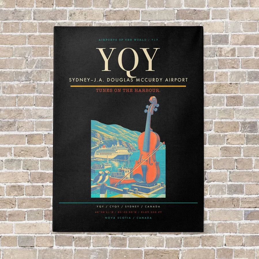 Sydney–J.A. Douglas McCurdy Airport YQY vertical canvas print - no frame - black background