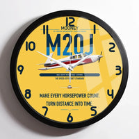 Thumbnail for Mooney M20J 201 design on yellow framed wall clock