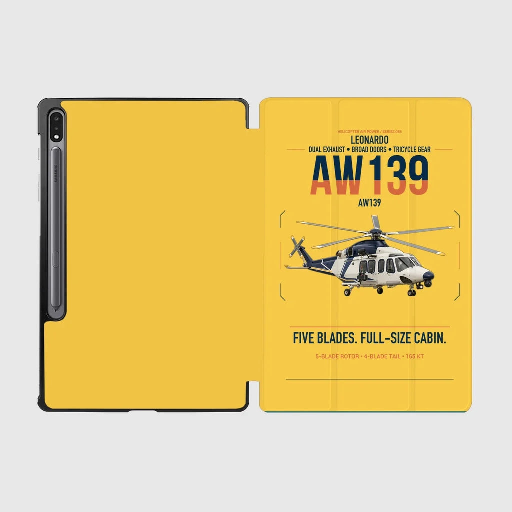 Leonardo AW139 design on yellow samsung tablet tablet case