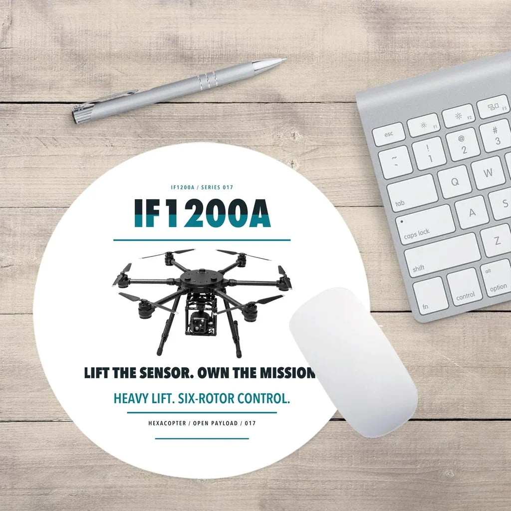 Inspired Flight IF1200A design on white round mouse pad