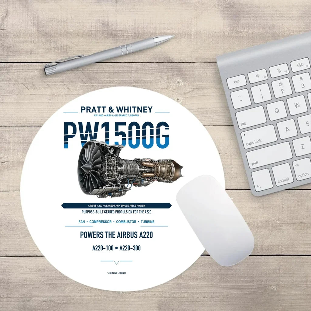 PW1500G design on white round mouse pad