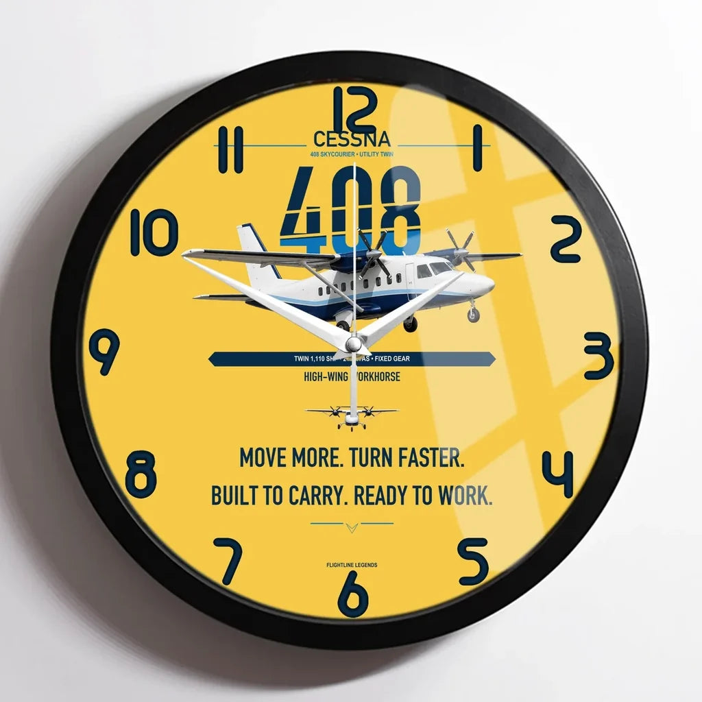 Cessna 408 SkyCourier design on yellow framed wall clock