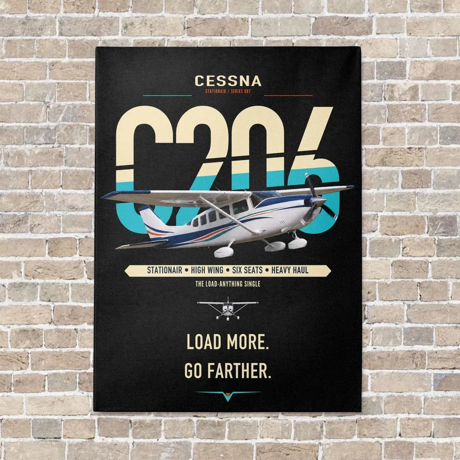 Cessna 206 Stationair vertical canvas print - no frame - black background
