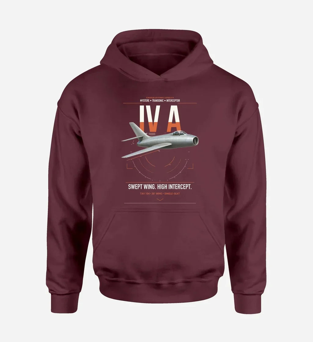 Dassault Mystère IV A design on dark red double-side hoodie, single-side print