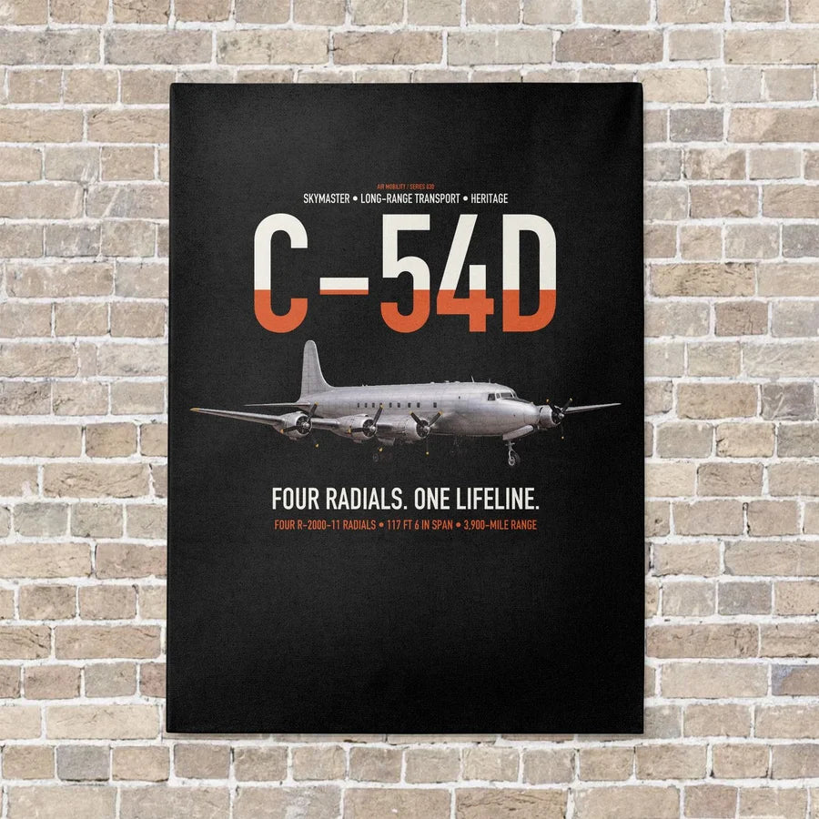 C-54D Skymaster vertical canvas print - no frame - black background