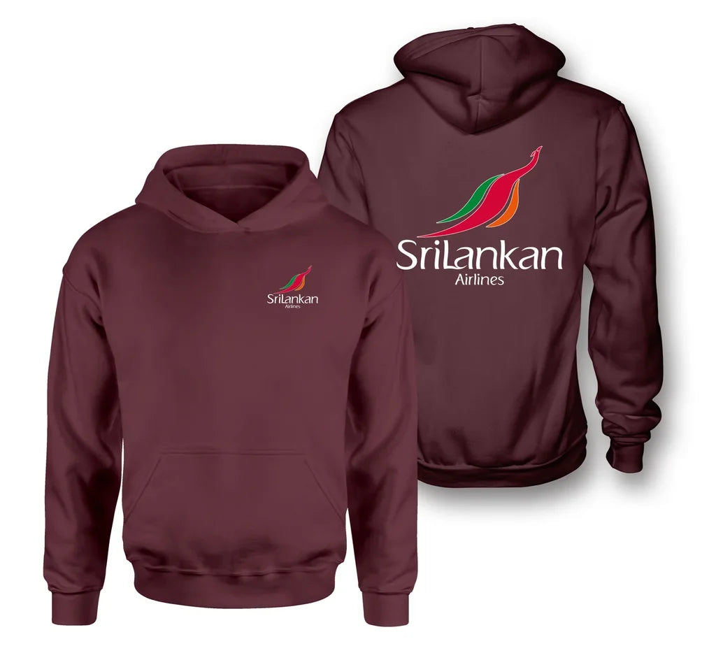 Sri Lankan Airlines logo on dark red double side hoodie