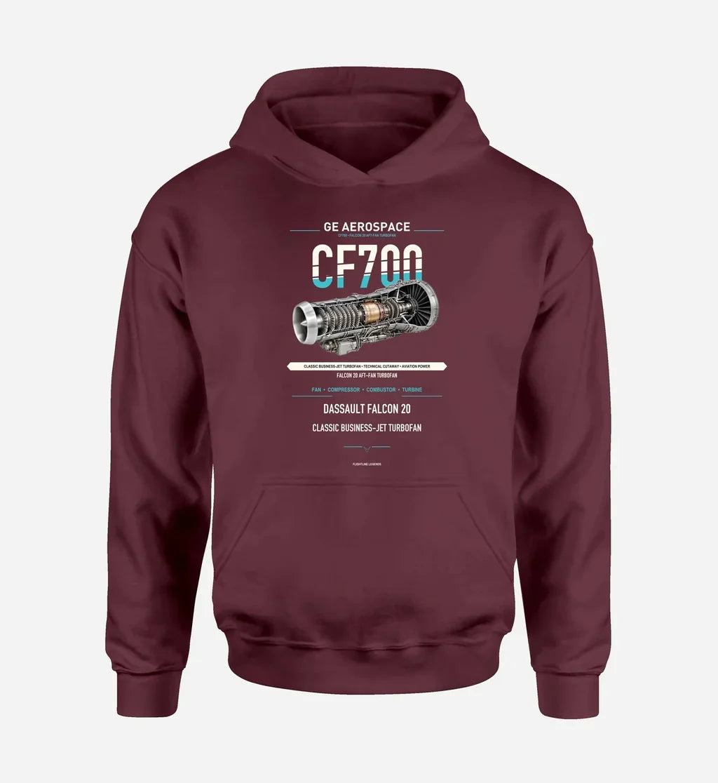CF700 design on dark red hoodie single side