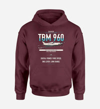 Thumbnail for Daher TBM 960 design on dark red double-side hoodie, single-side print