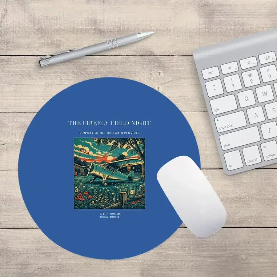 VINTAGE G4400 - The Firefly Field Night - Designed Mouse Pads design on blue round