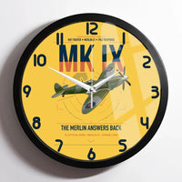 Thumbnail for Supermarine Spitfire Mk IX design on yellow framed wall clock