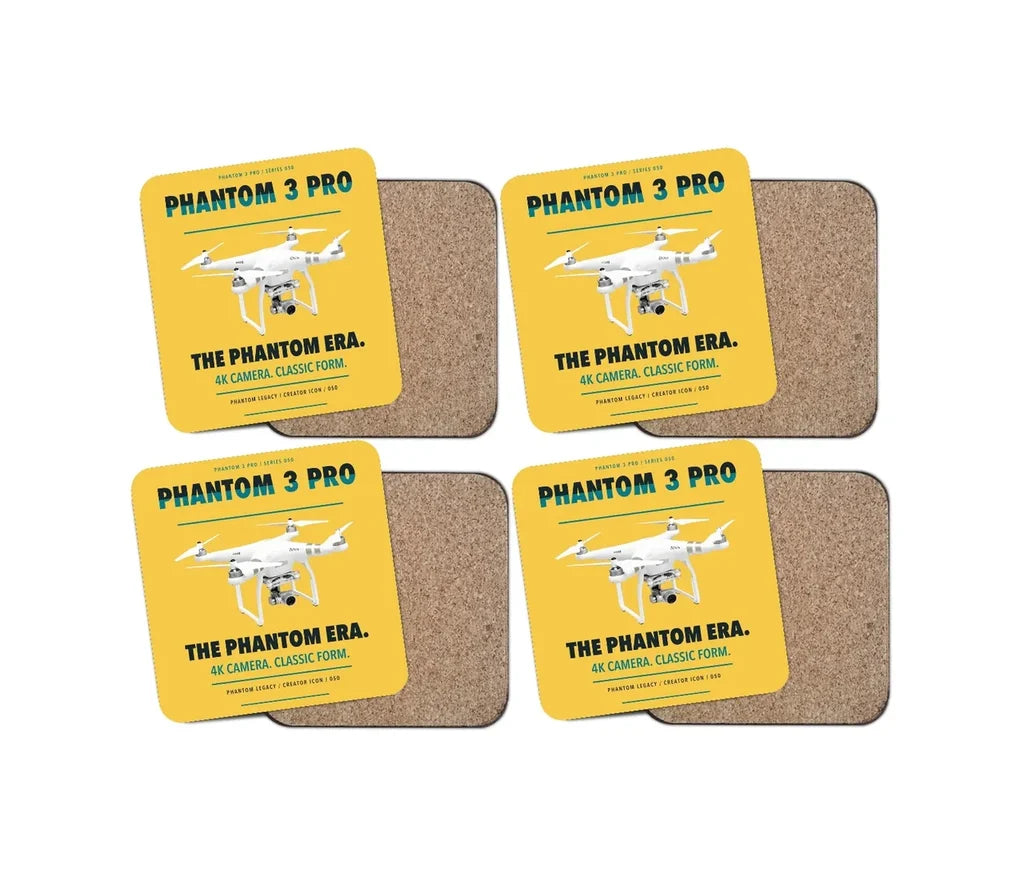 DJI Phantom 3 Professional design on yellow 4 pieces set coaster