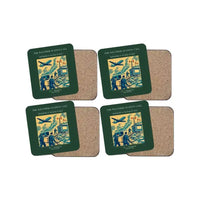 Thumbnail for The Weather Station Call - Designed Coasters design on dark green 4-pieces-set
