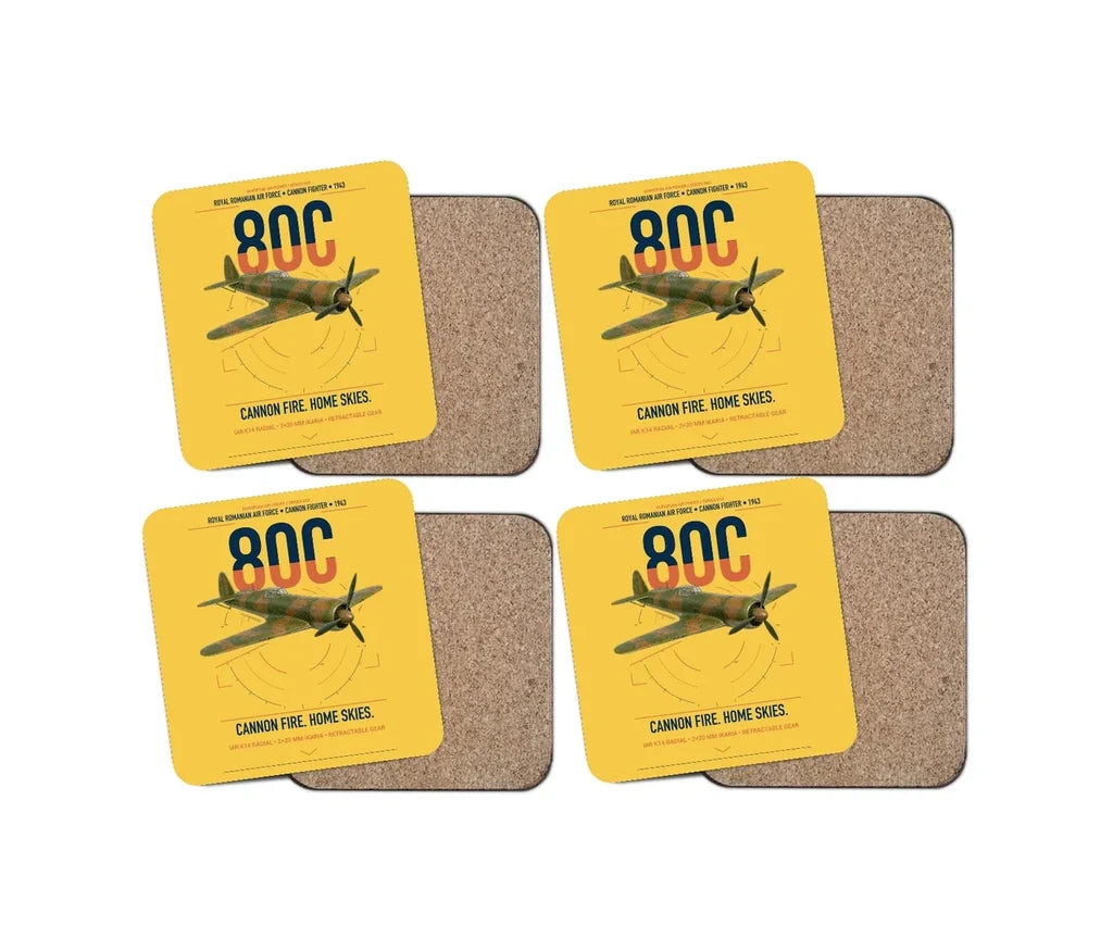 IAR 80C design on yellow 4 pieces set coaster
