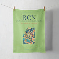 Thumbnail for Josep Tarradellas Barcelona-El Prat Airport (BCN) design on light green towel