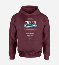 Thumbnail for Convair 580 design on dark red hoodie single side