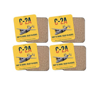 Thumbnail for C-2A Greyhound design on yellow 4 pieces set coaster