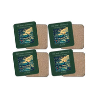 Thumbnail for The Dawn Dispersal - Designed Coasters design on dark green 4-pieces-set