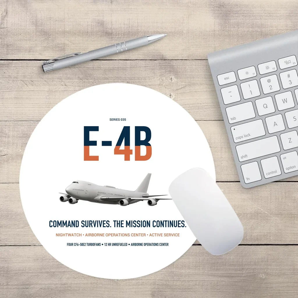 E-4B Nightwatch design on white round mouse pad