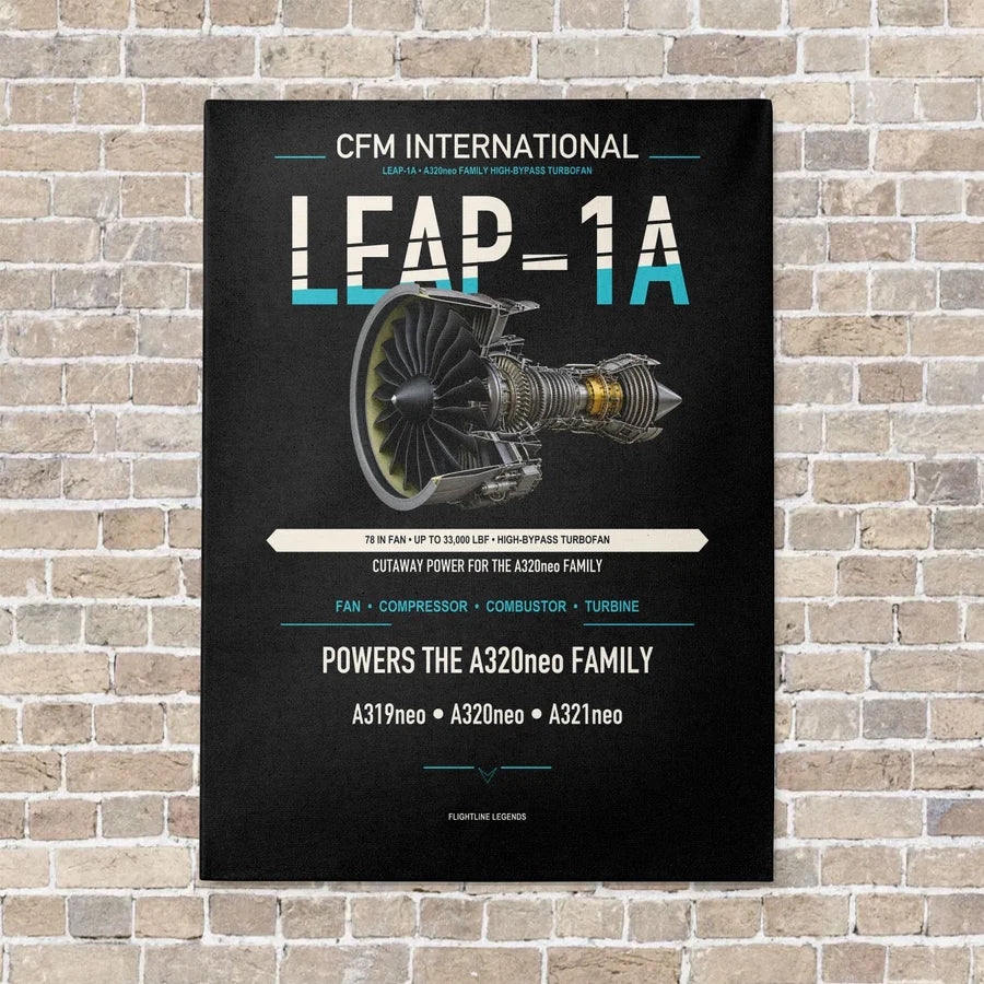 CFM LEAP-1A vertical canvas print - no frame - black background