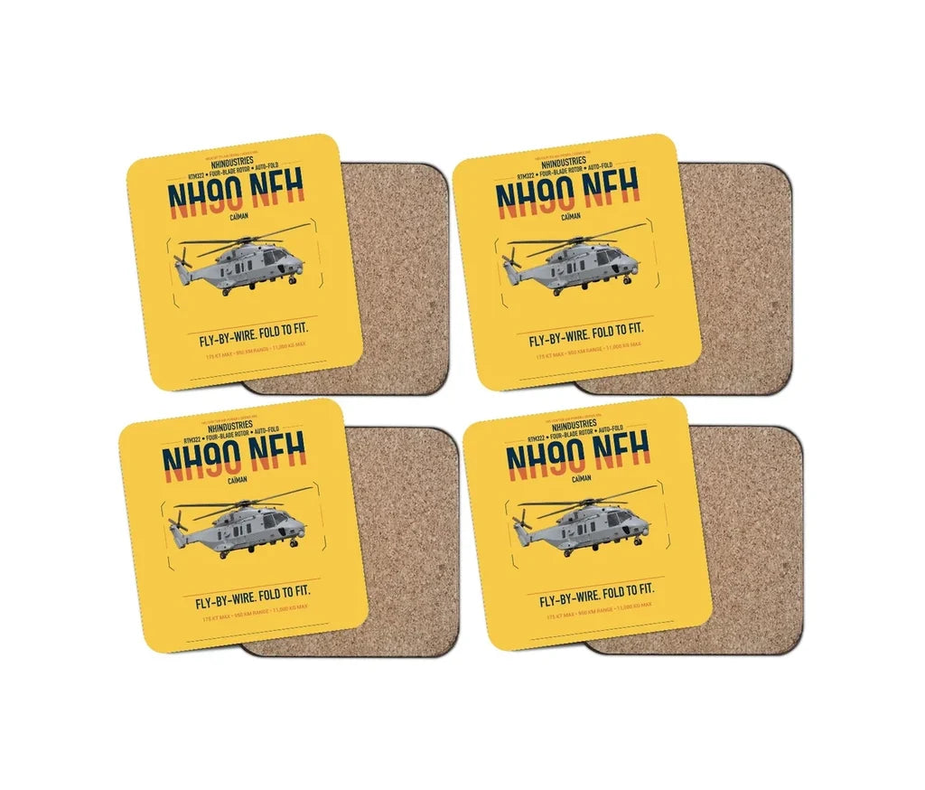NHIndustries NH90 NFH Caïman design on yellow 4 pieces set coaster