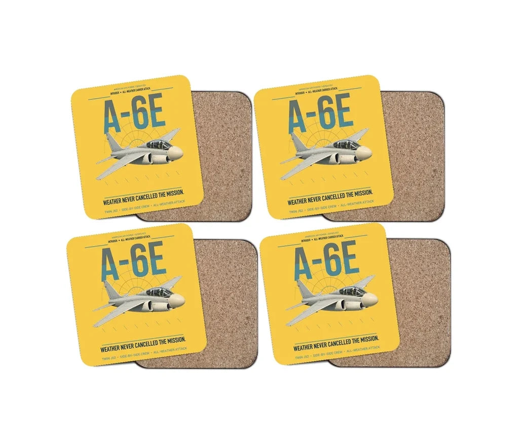 A-6E Intruder design on yellow 4 pieces set coaster