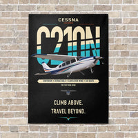 Thumbnail for Cessna T210N Centurion vertical canvas print - no frame - black background