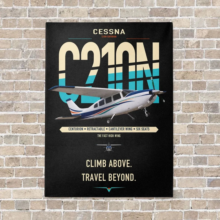 Cessna T210N Centurion vertical canvas print - no frame - black background