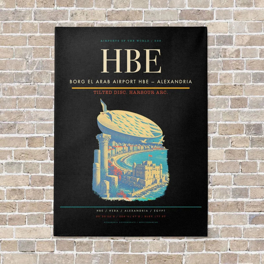 Borg El Arab Airport HBE — Alexandria vertical canvas print - no frame - black background