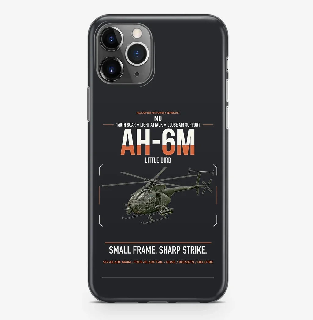 MD AH-6M Little Bird design on black magsafe iphone case, for iPhone Pro Max