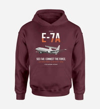 Thumbnail for E-7A Wedgetail design on dark red double-side hoodie, single-side print